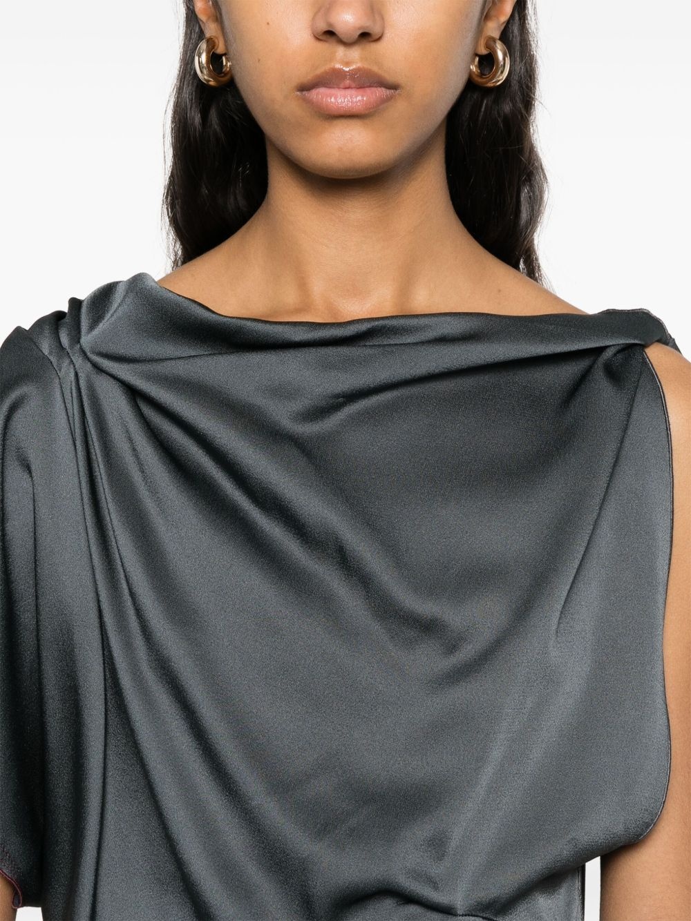 asymmetric draped midi dress - 5