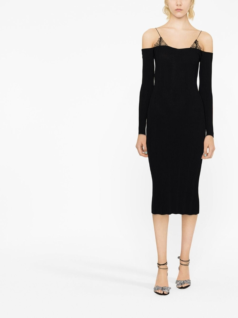 Blumarine cold-shoulder lace-trim dress outlook