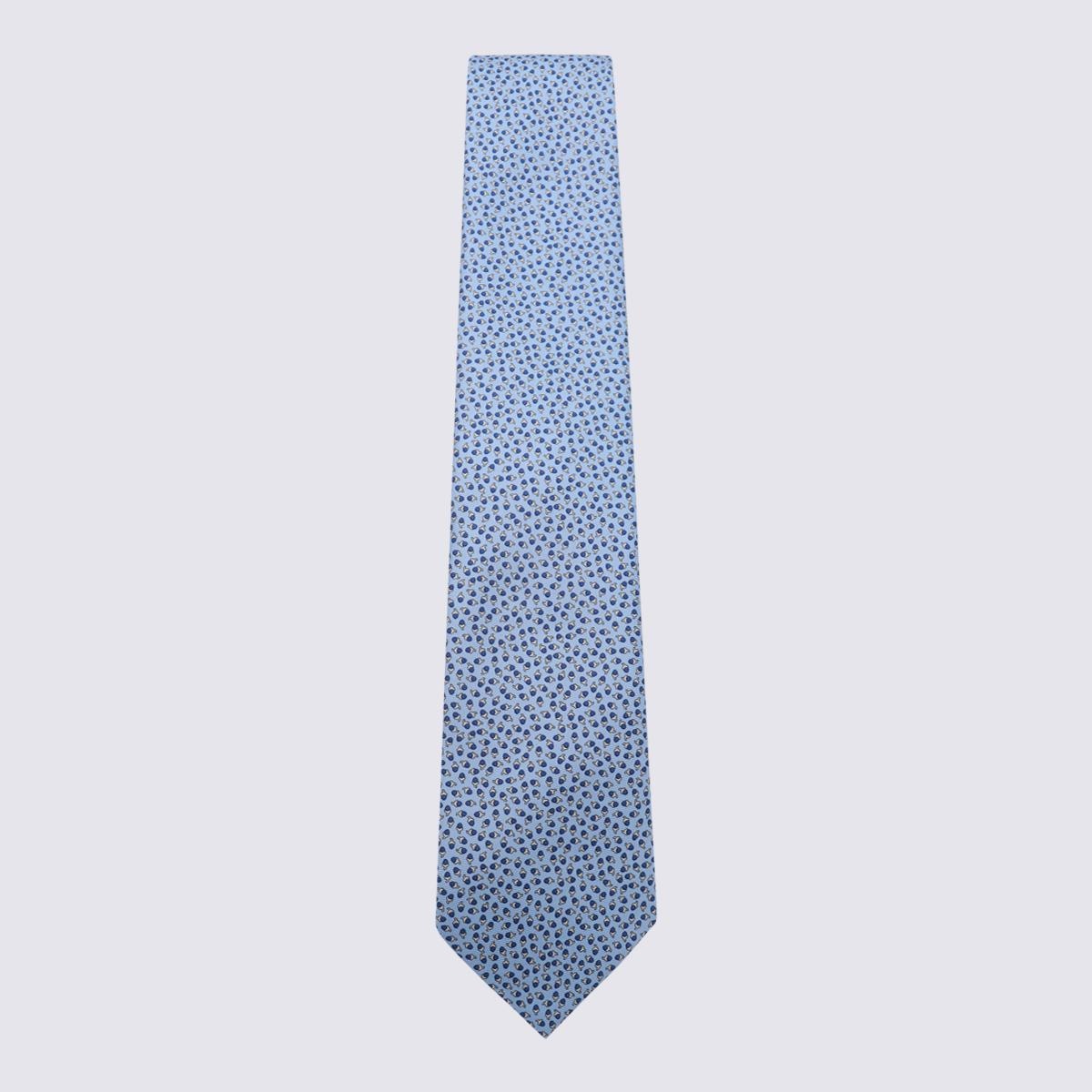 Zegna Light Blue Silk Tie - 1