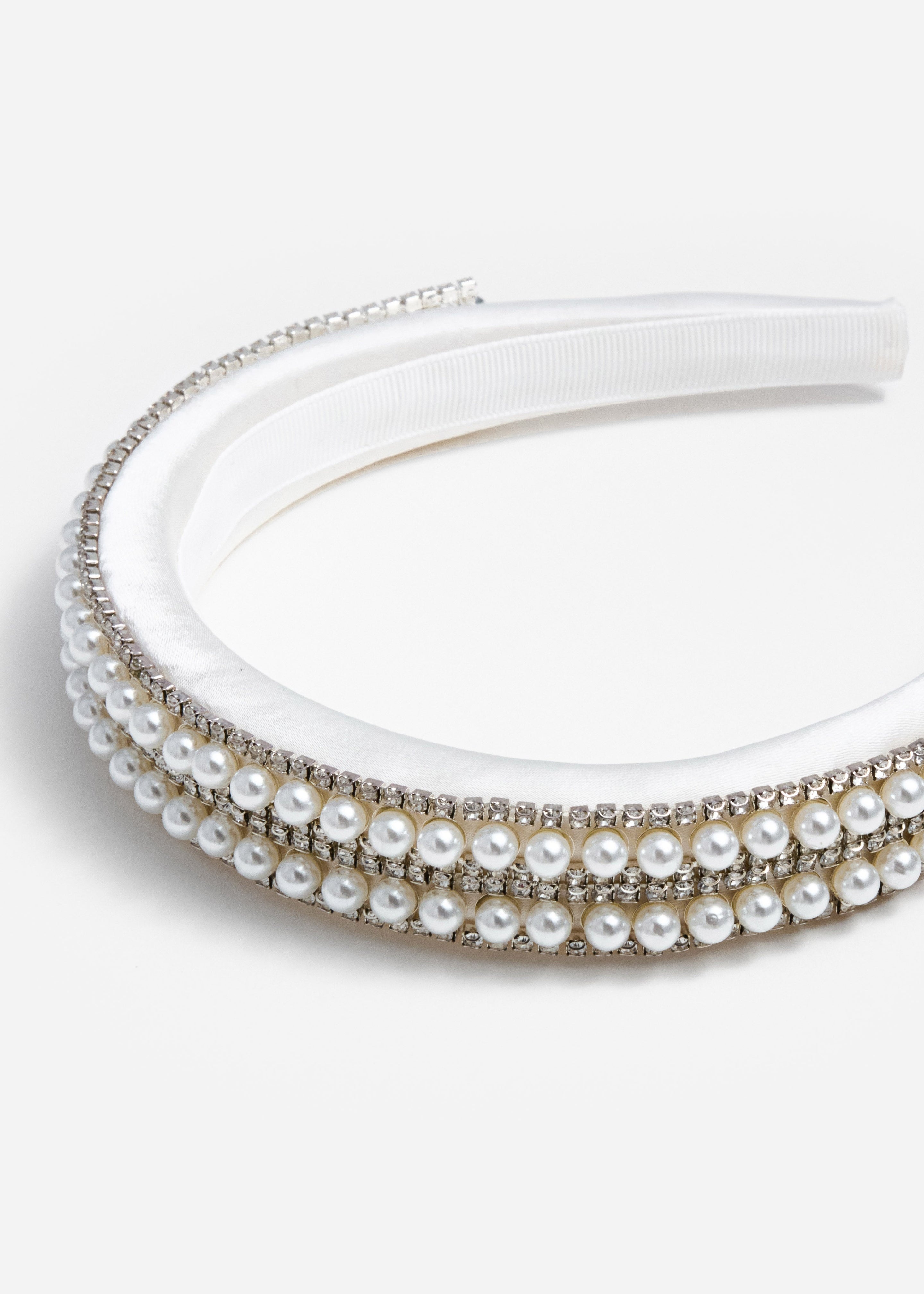 Crystal Pearl Satin Headband - 2