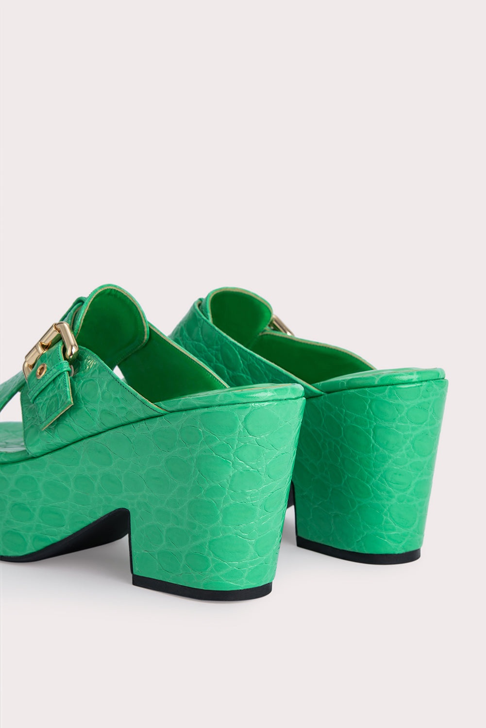 Lenka Super Green Circular Croco Embossed Leather - 5