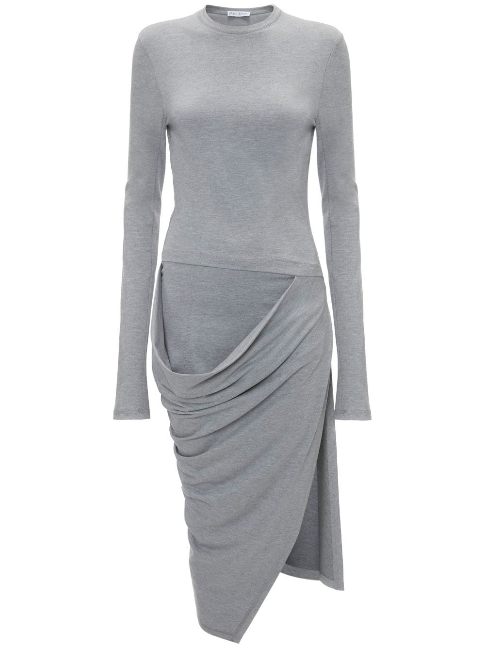 draped-detail long-sleeve dress - 1