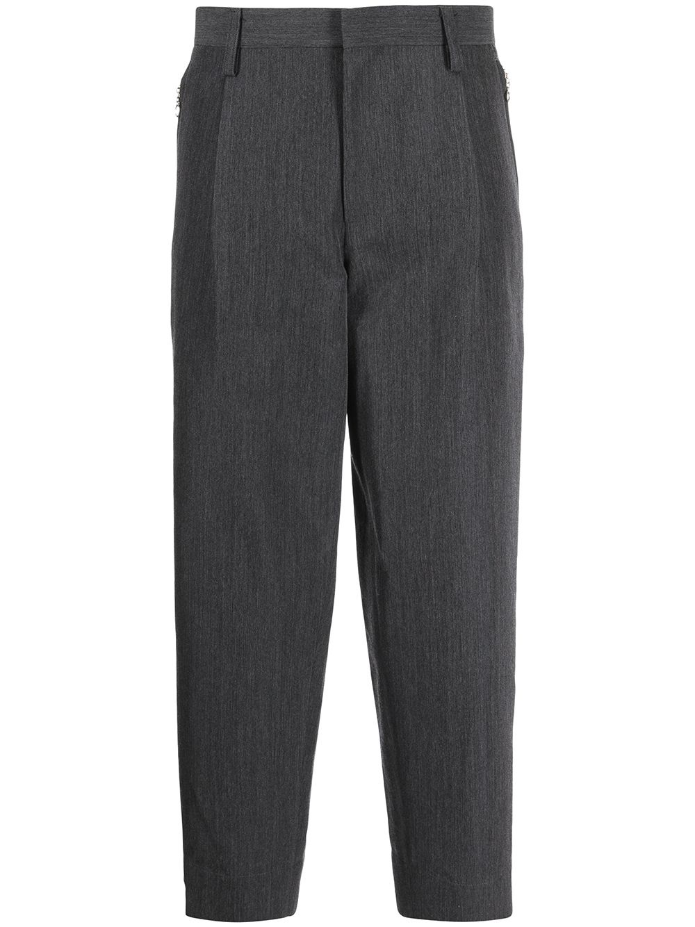 cropped tapered-leg wool trousers - 1