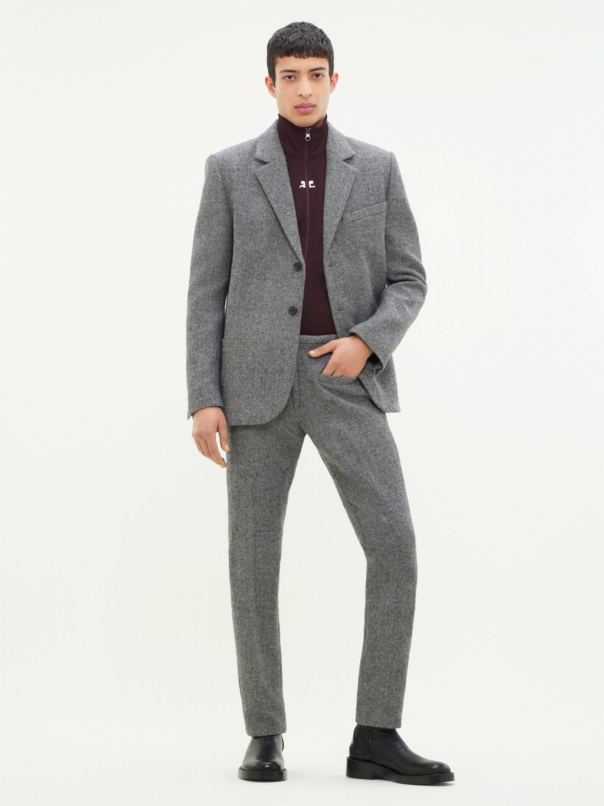 ZIPPED SLEEVES CAVIAR TAILORED JACKET - 2