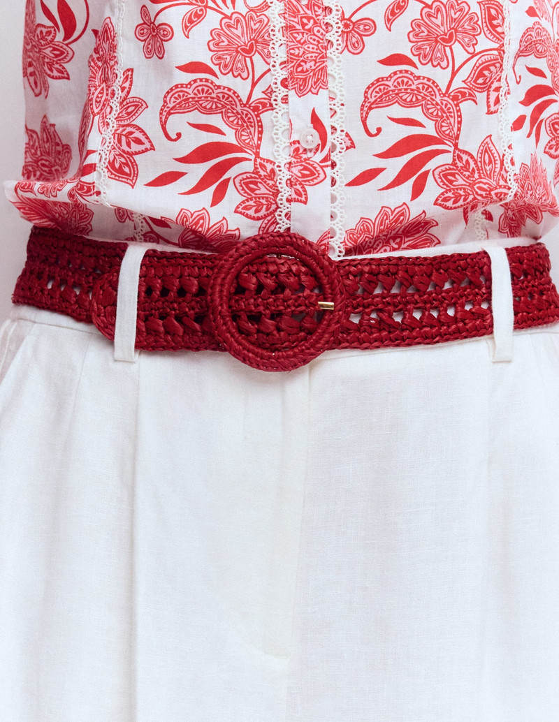 BODEN Interest Raffia Belt-Red outlook