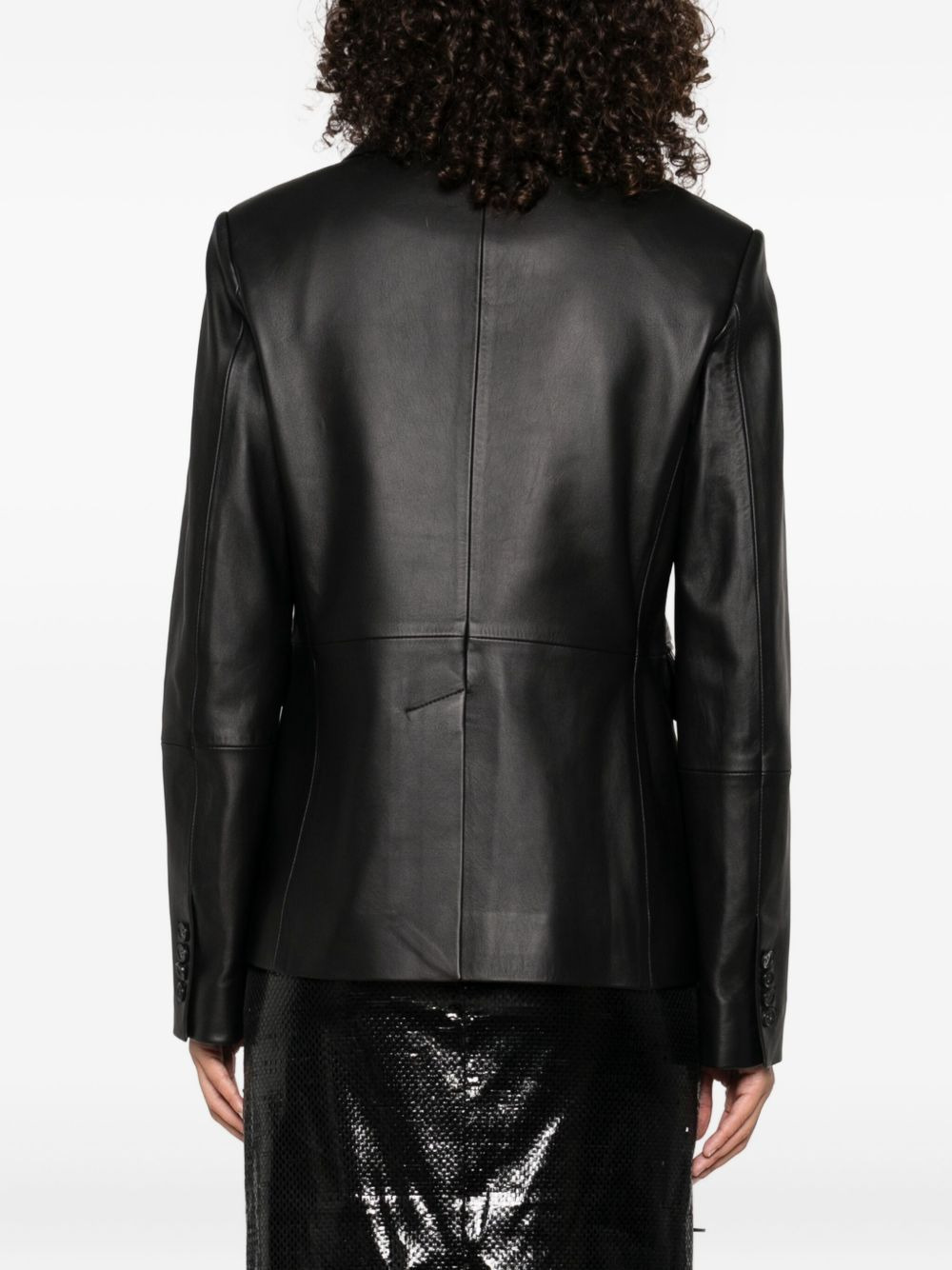 Aldo notched-lapel leather jacket - 4