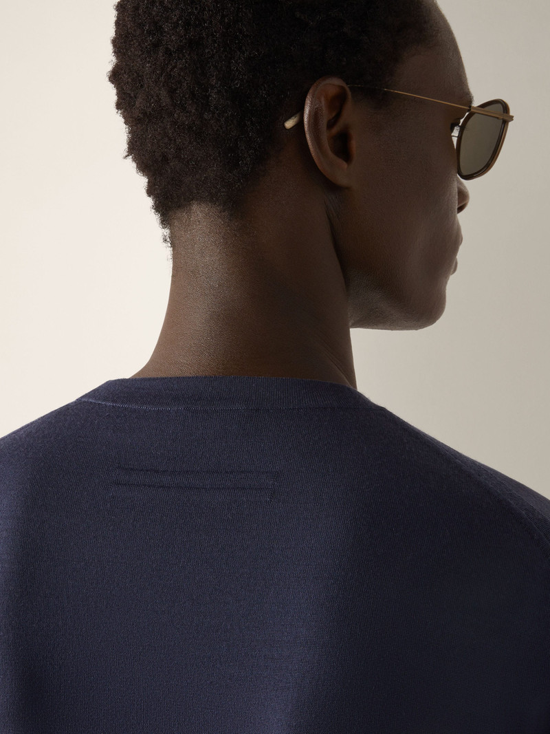 ZEGNA DARK INDIGO BLUE WOOL T-SHIRT outlook