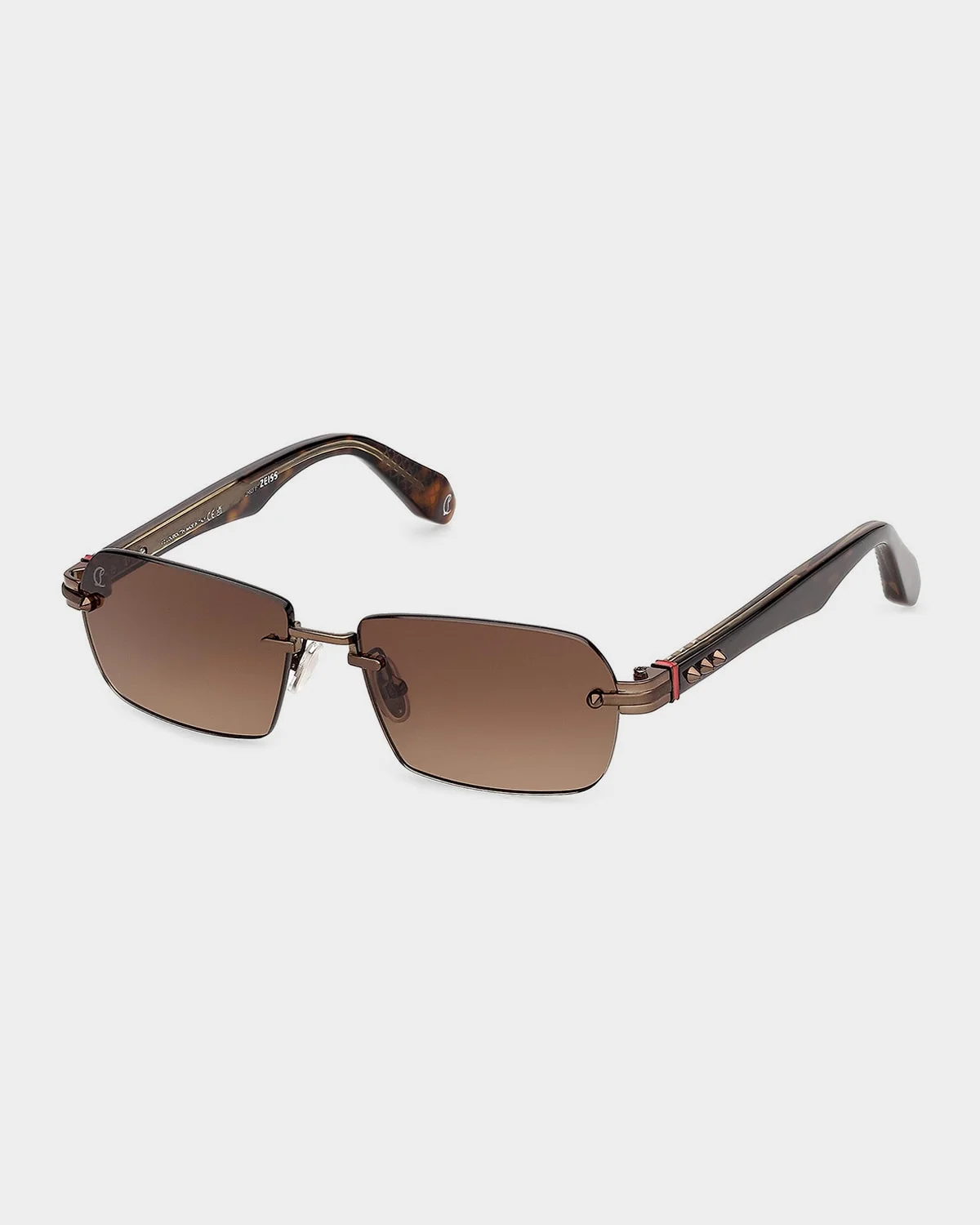 Men's Rimless Temple-Spike Metal Rectangle Sunglasses - 1