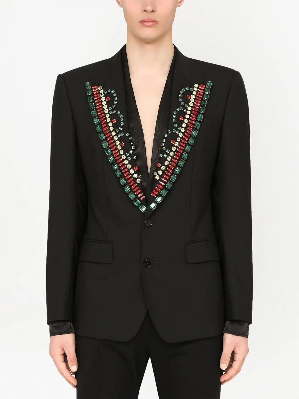 gemstone-embellished tailored blazer - 3