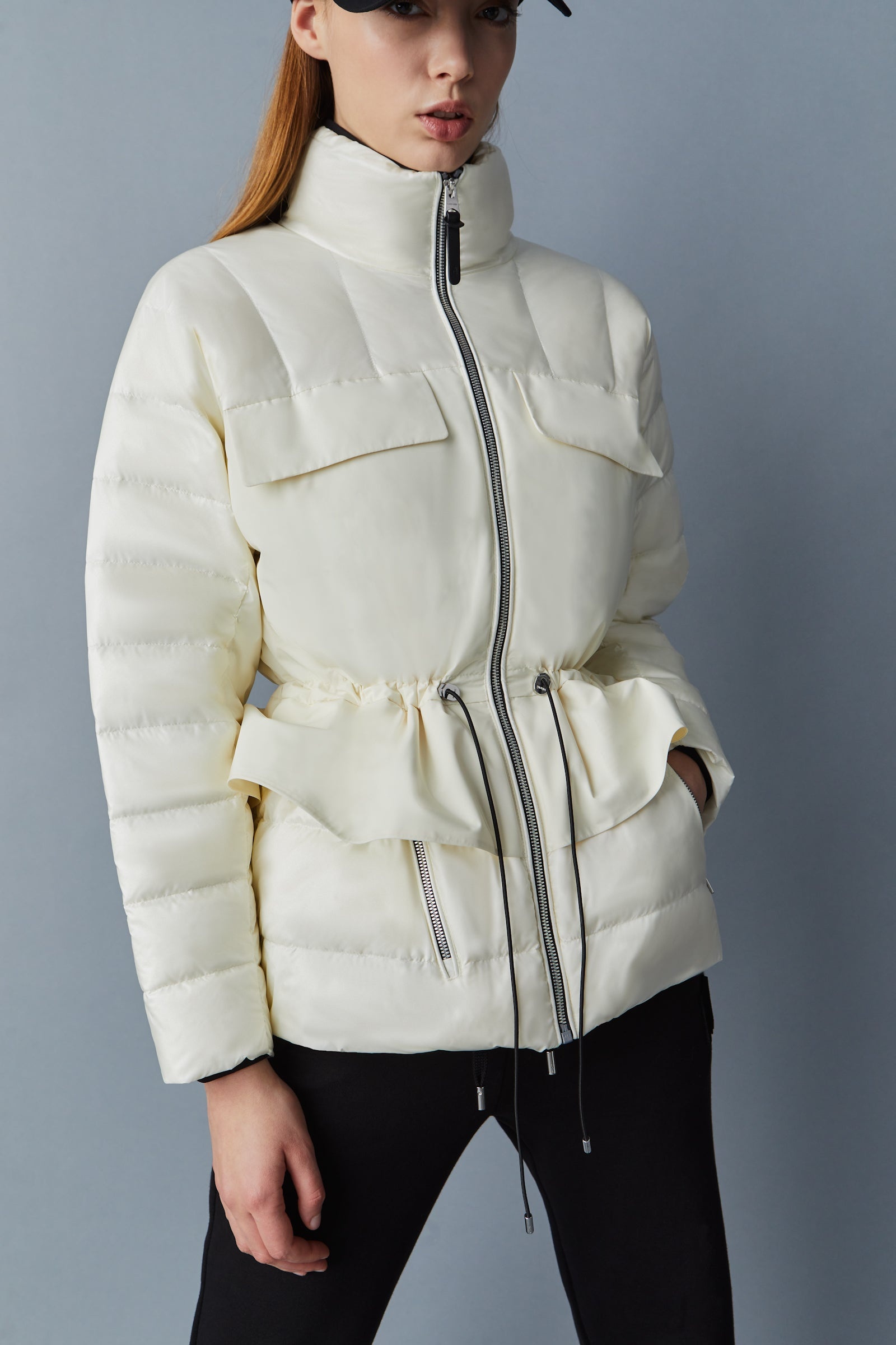 HEIDEE Mixed-media field jacket with peplum for ladies - 5