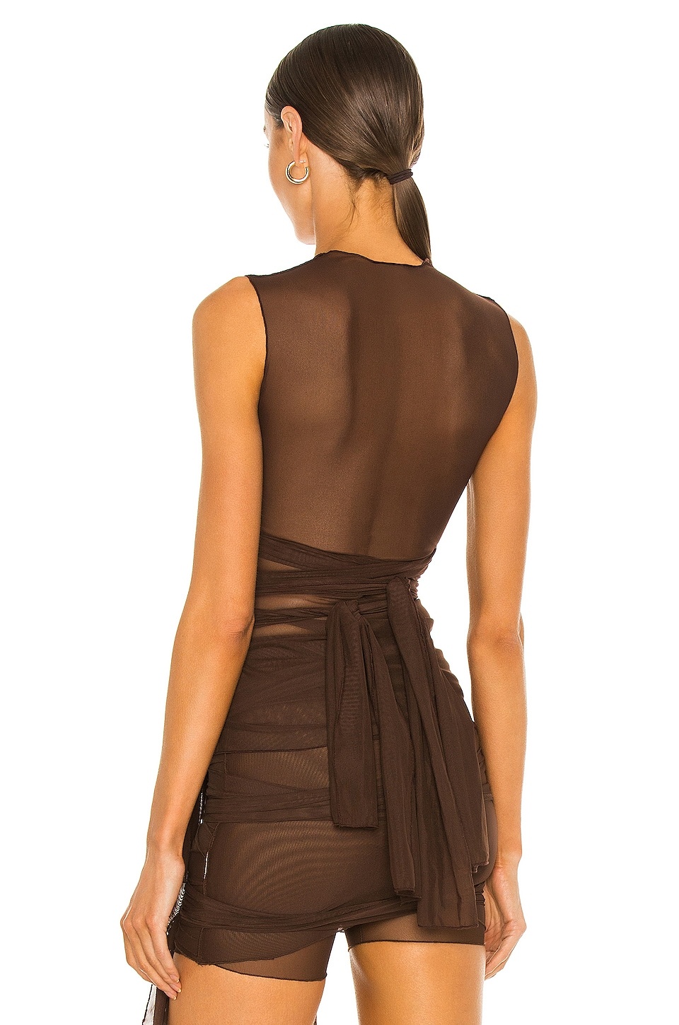 Brown Jersey Tie Top - 3