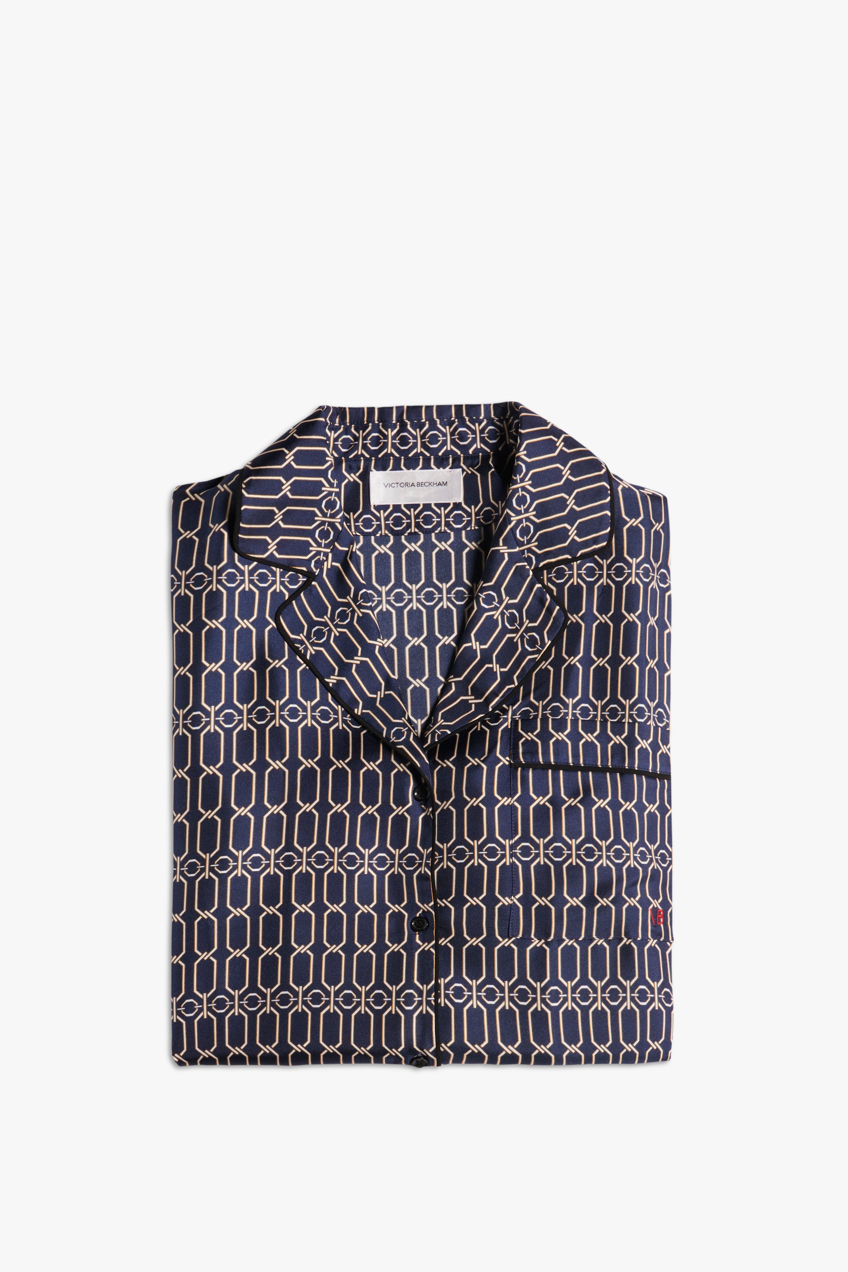 Chain Print Pyjama Set in Navy - 6