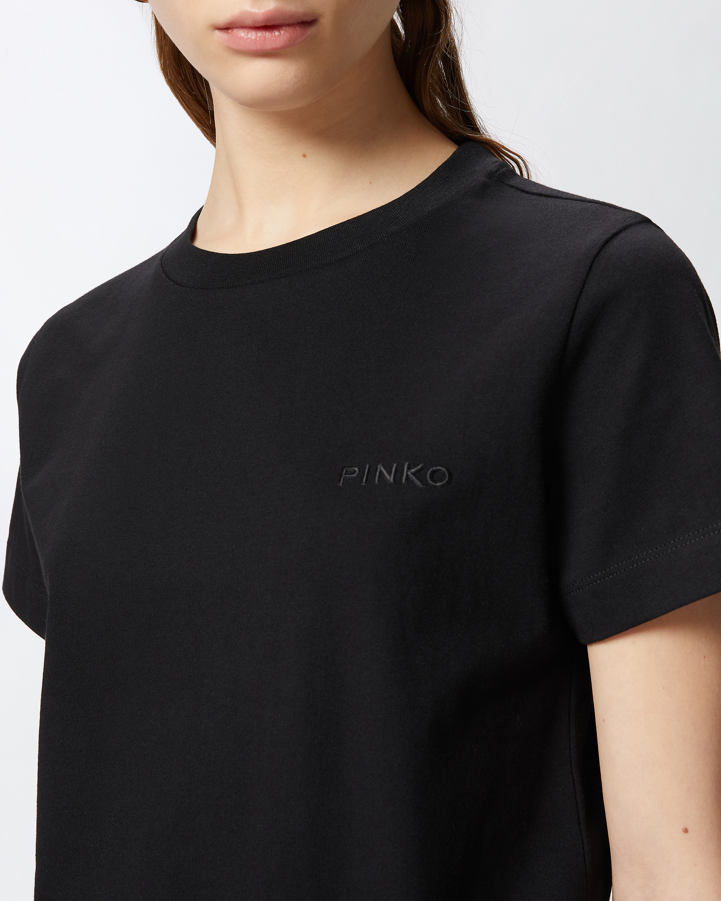 HALF-SLEEVED T-SHIRT WITH PINKO LOGO EMBROIDERY - 5