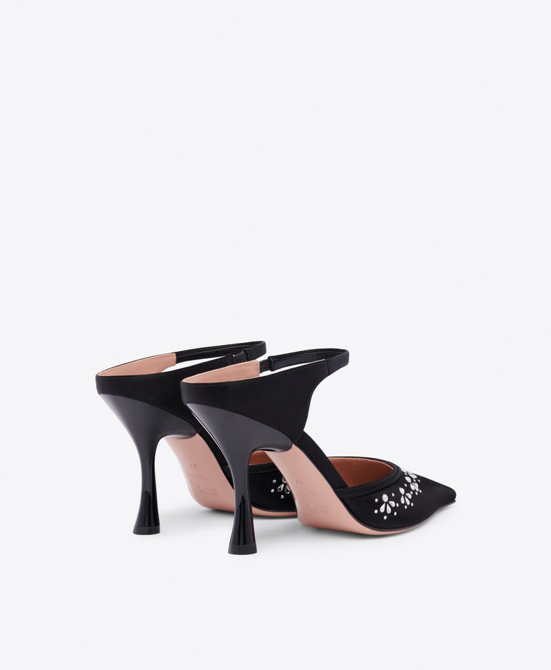 Cassie 90 Black Satin Mules 3