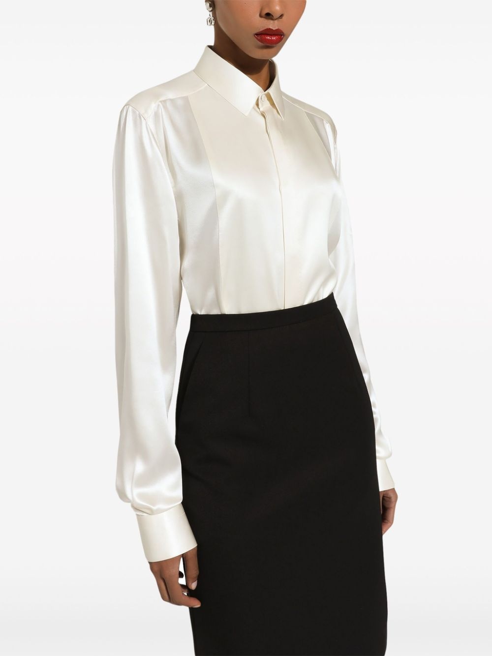 bib-detailed silk shirt - 3