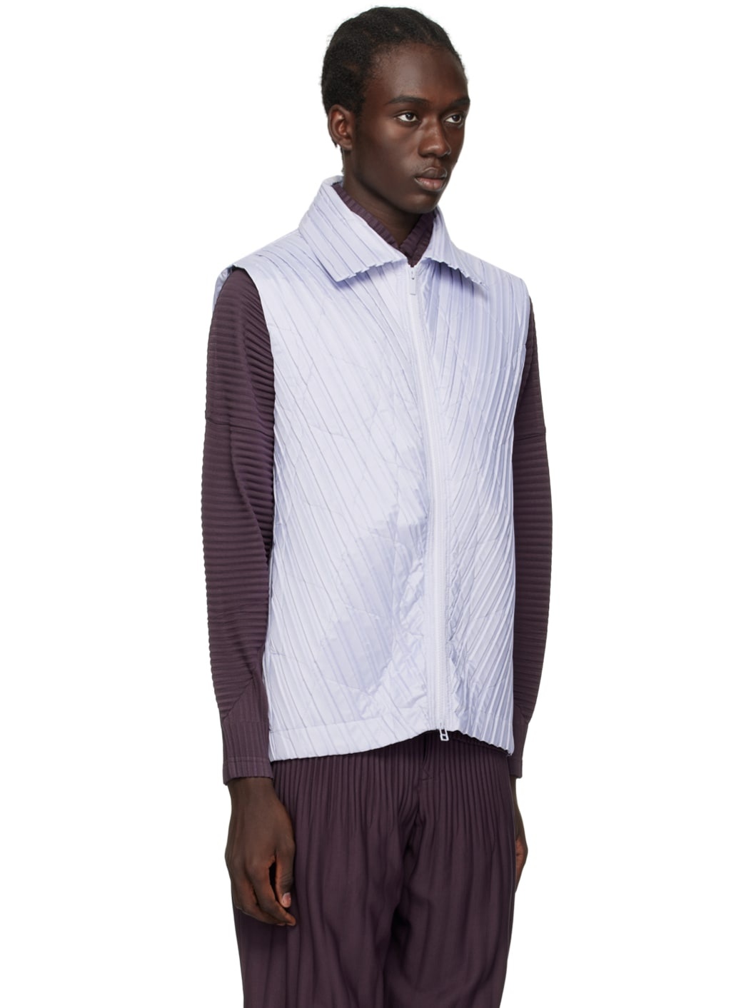 ISSEY MIYAKE Blue Padded Pleats Vest | REVERSIBLE