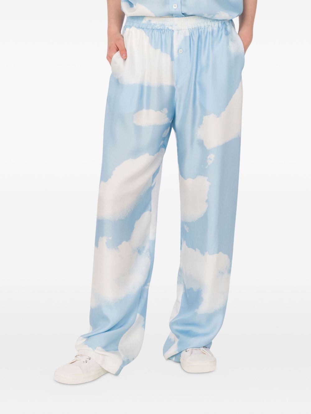 cloud-print wide-leg trousers - 3