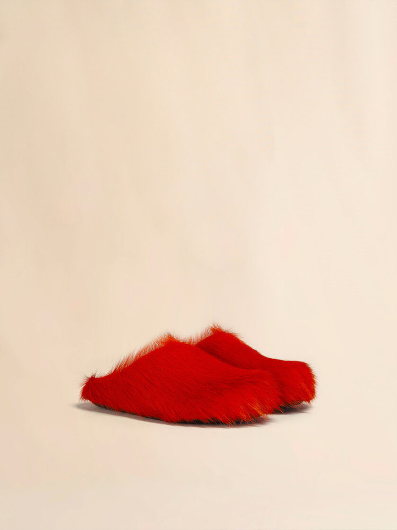 Marni ORANGE LONG HAIR CALFSKIN FUSSBETT SABOT outlook