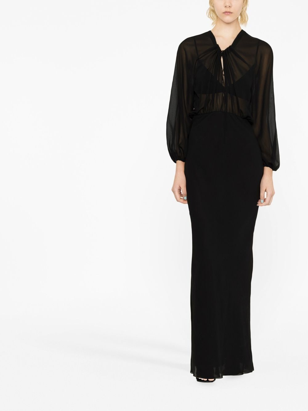 SAINT LAURENT sheer-panelled silk maxi dress | REVERSIBLE
