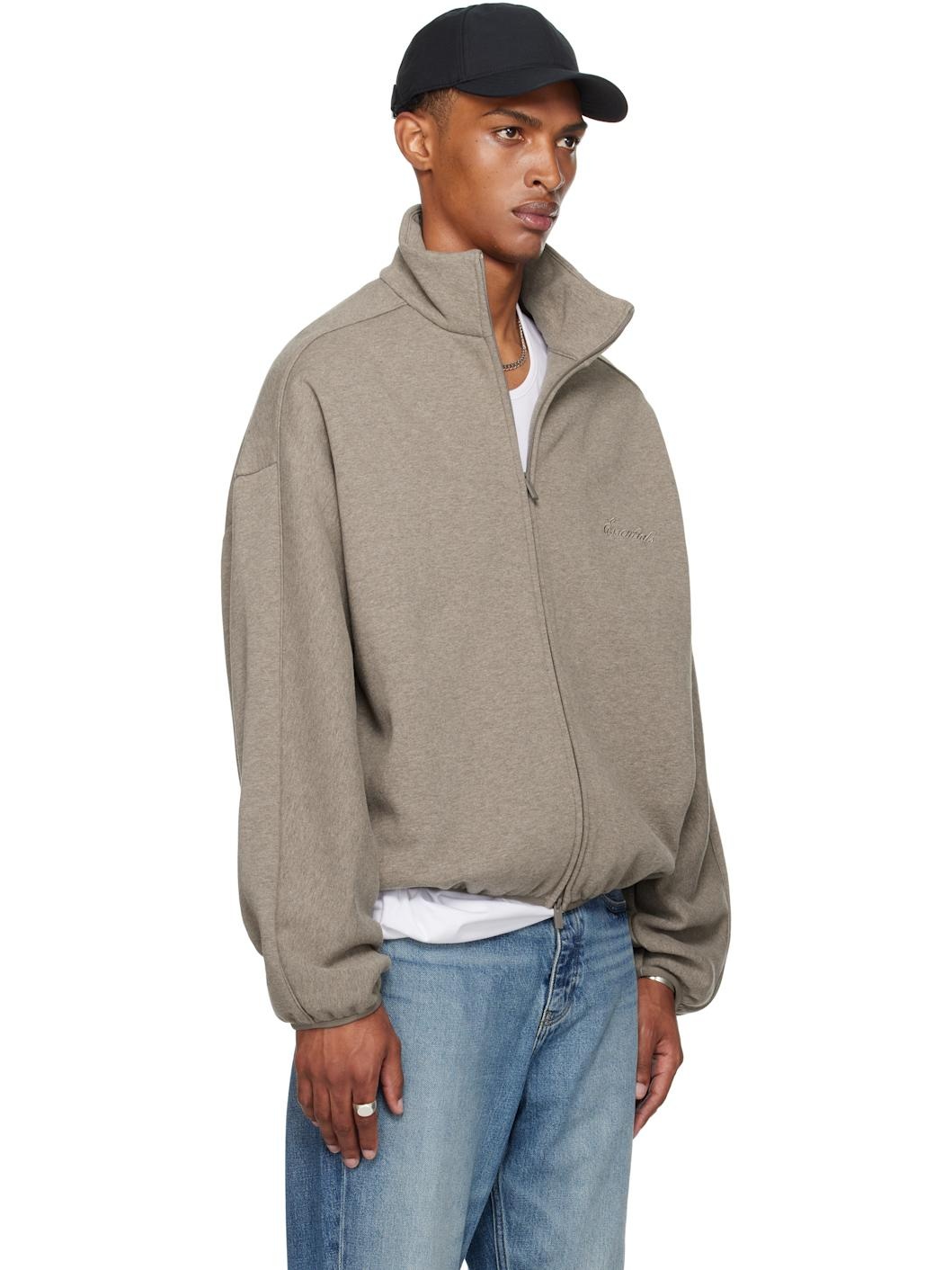 Brown Modern Fit Fleece Track Jacket - 2
