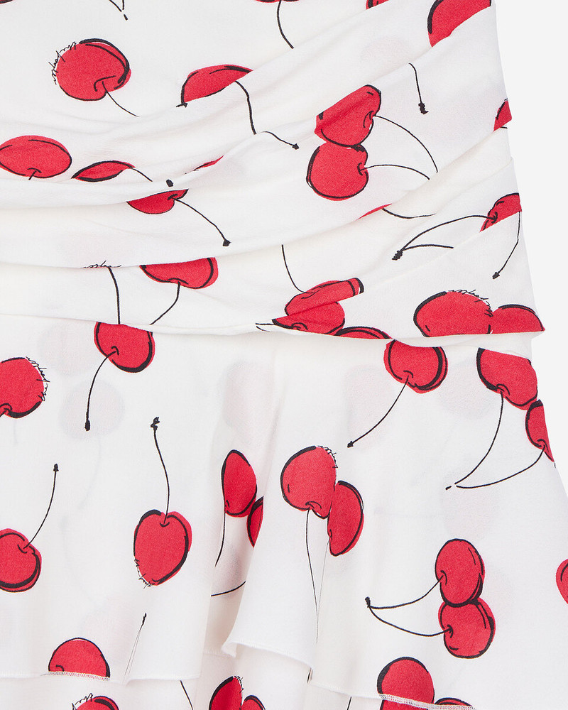 SHORT CHERRY PRINTED DRAPED SKIRT 6