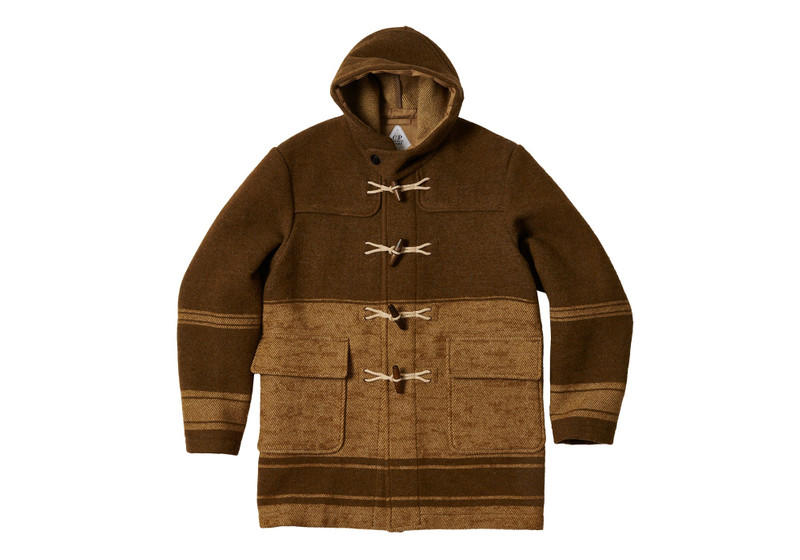 PALACE C.P. COMPANY DUFFEL JACKET RUBBER WOOL BROWN - 1