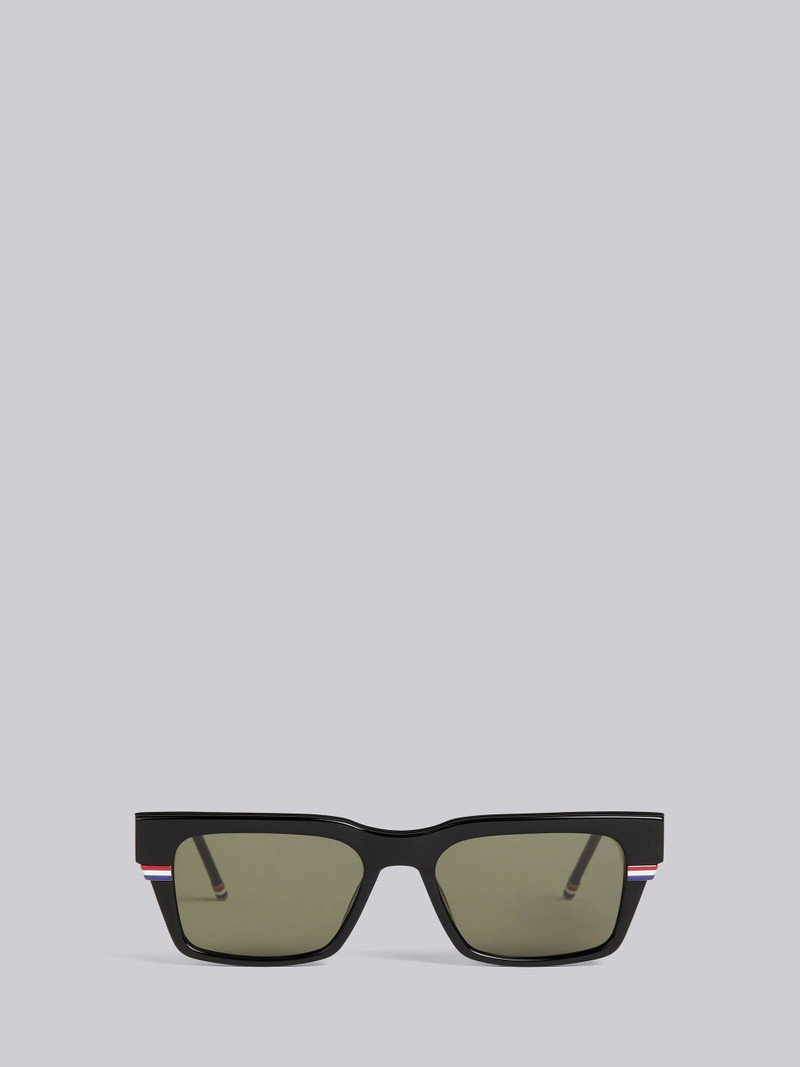 TB714 - Black Tri-Color Line Rectangle Sunglasses 1