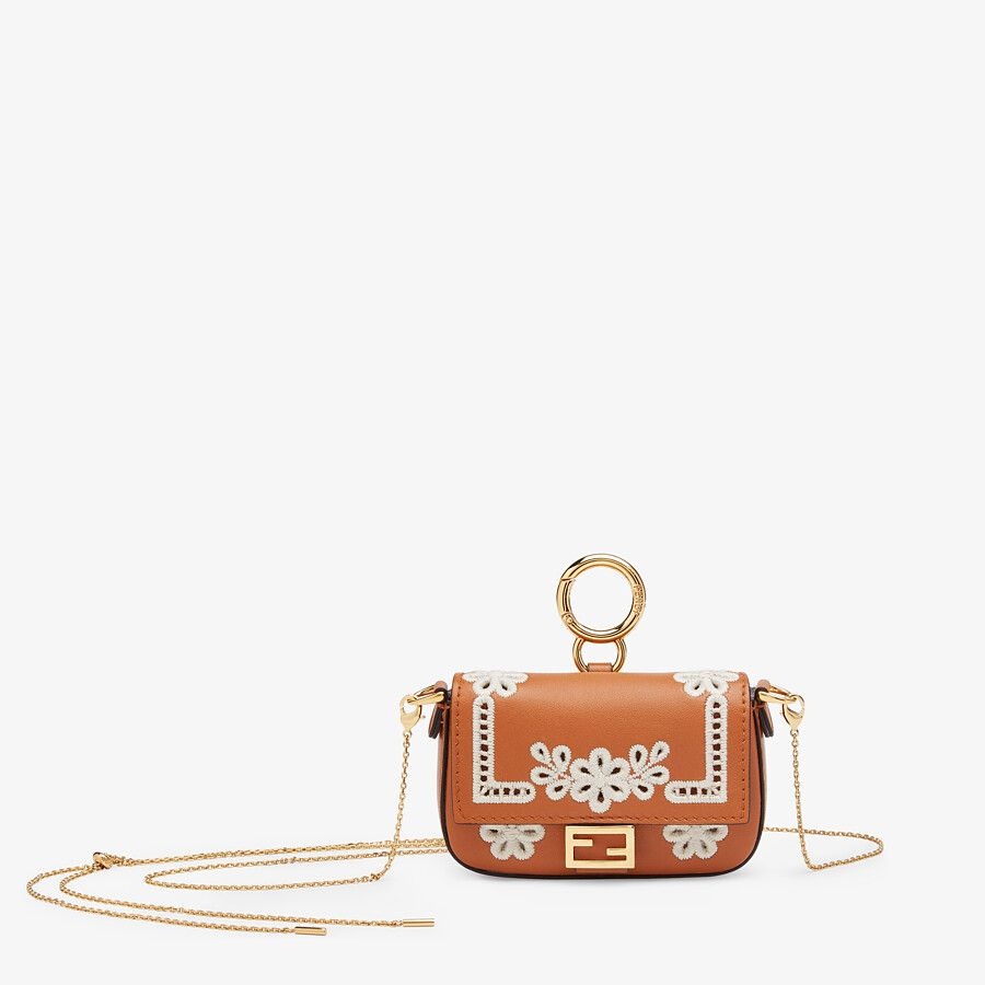 Brown nappa leather charm - 1
