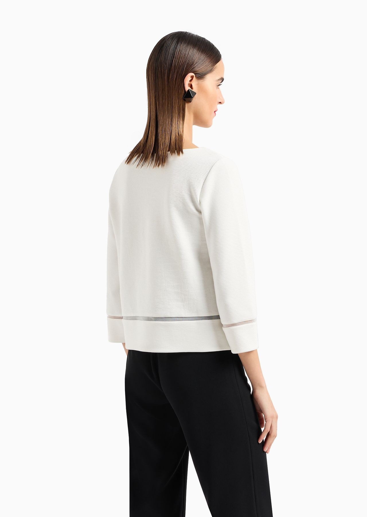 Ottoman jersey jumper with mesh inserts - 3
