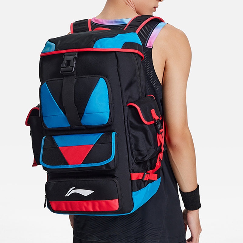 Li-Ning Basketball Outdoor Backpack Large 'Black Blue Red' ABSS315-1 - 5