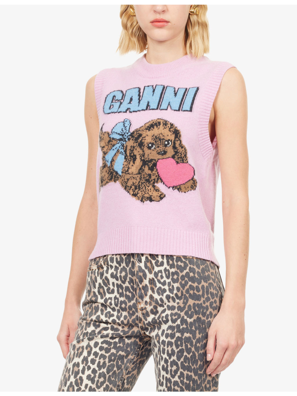 Puppy Round-Neck Wool-Blend Vest - 3