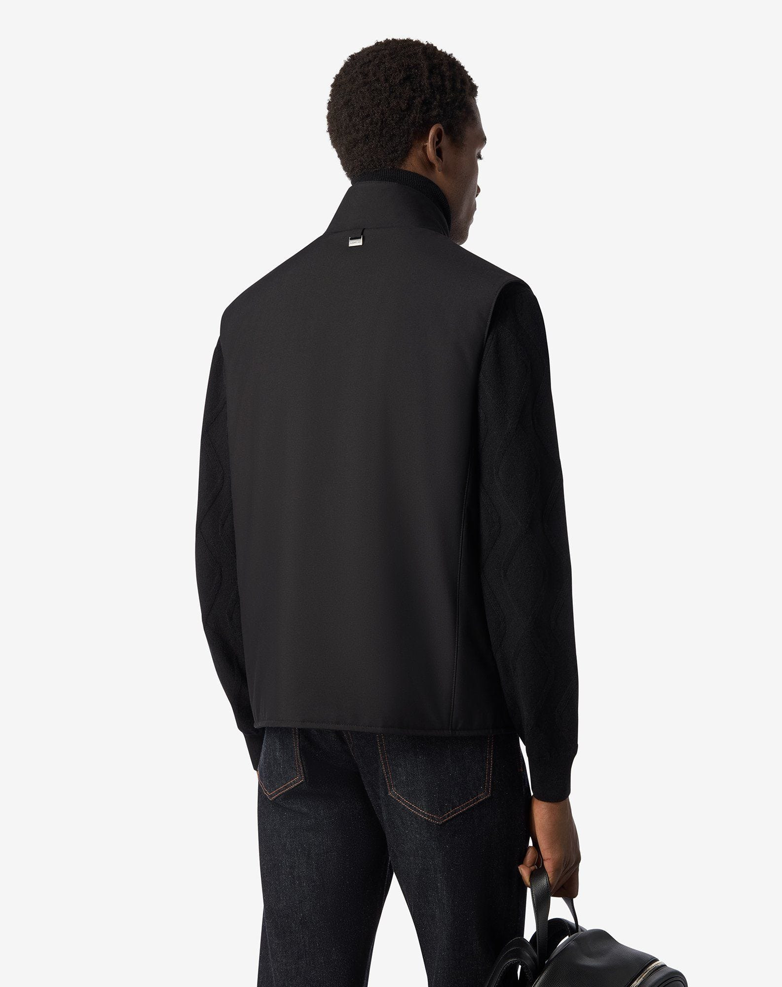 Black padded vest in technical fabric - 3