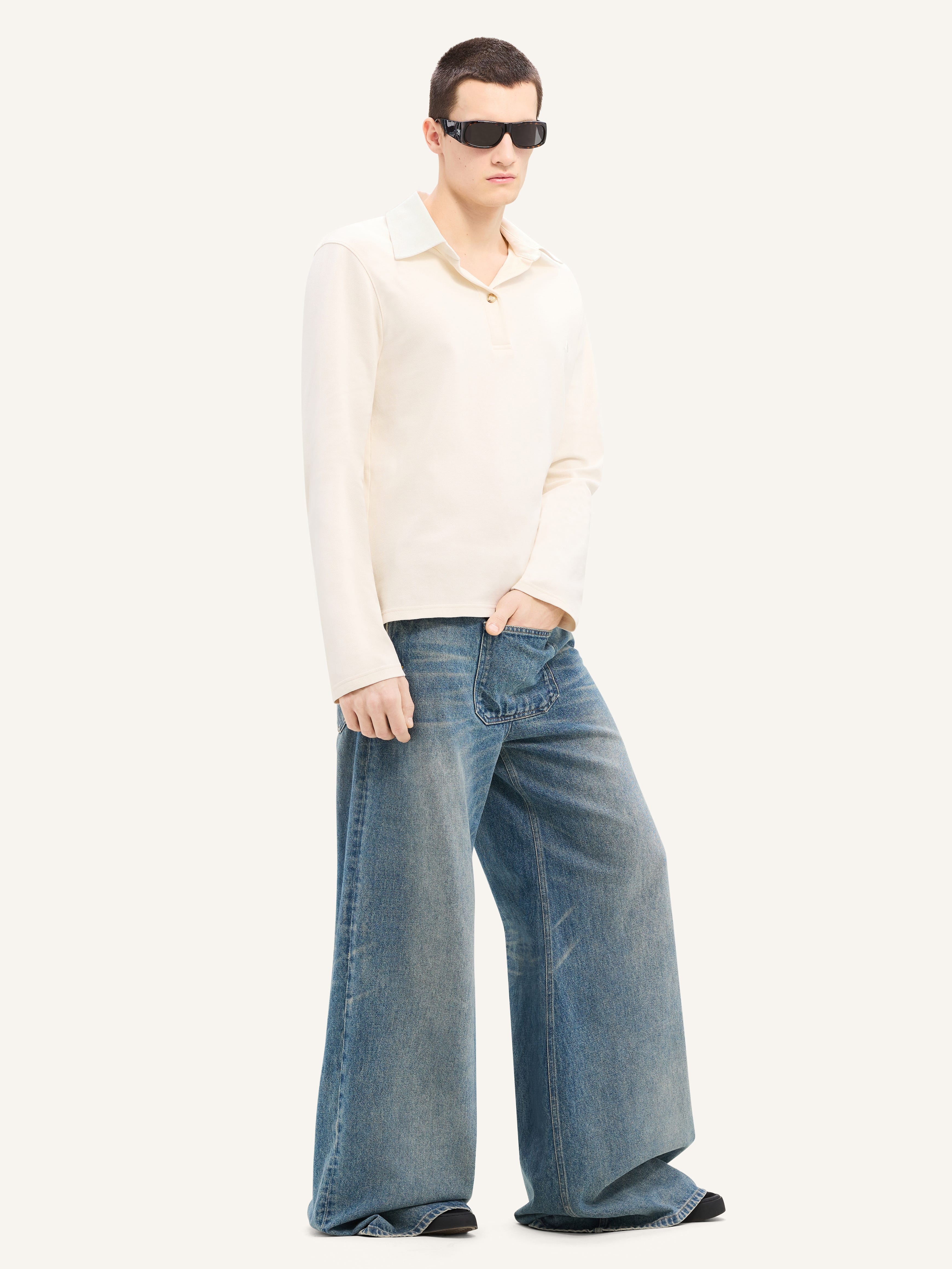 ONE POCKET DENIM BAGGY PANTS - 3