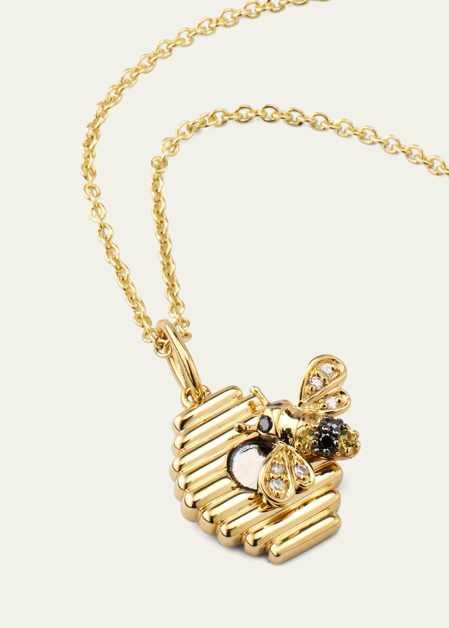 14K Yellow Gold Beehive Charm Necklace - 3