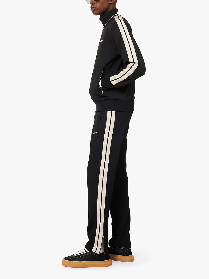 Brand-embroidery striped-panels straight-leg regular fit woven jogging bottoms - 2