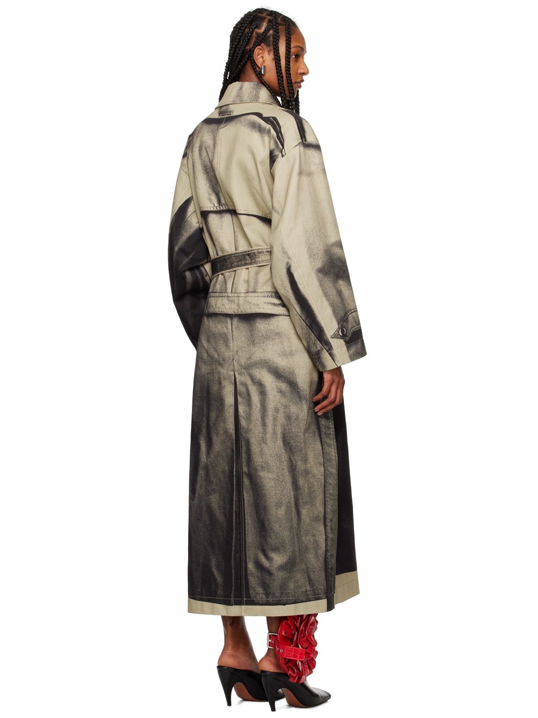 Beige & Black 'The Trompe-lœil' Trench Coat - 3