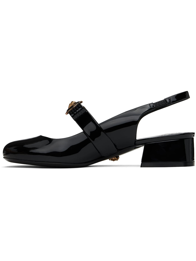 Black Gianni Ribbon Patent Slingback 35 mm Heels 3