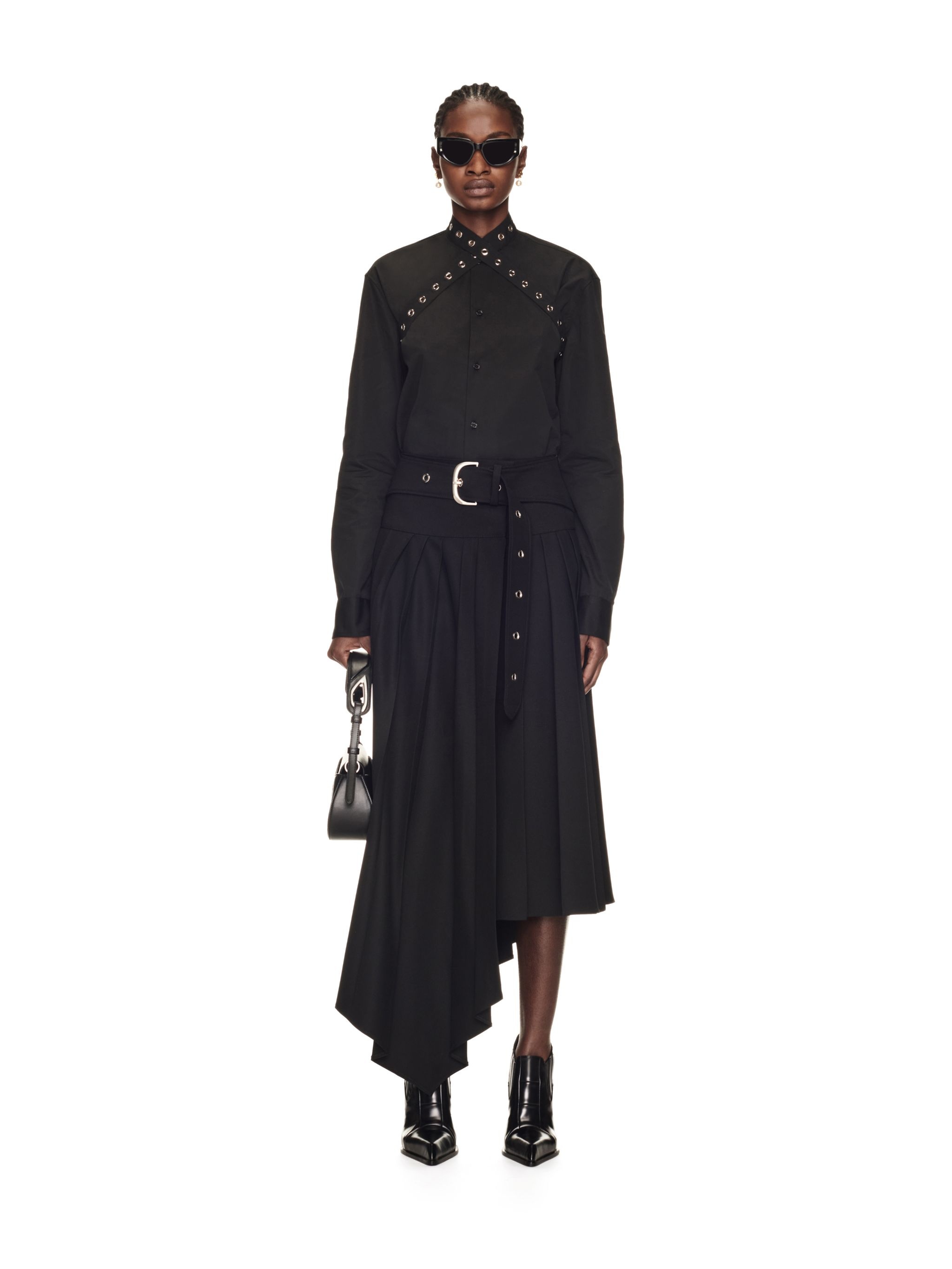 Poplin Belt Eyelets Cross Shirt - 2