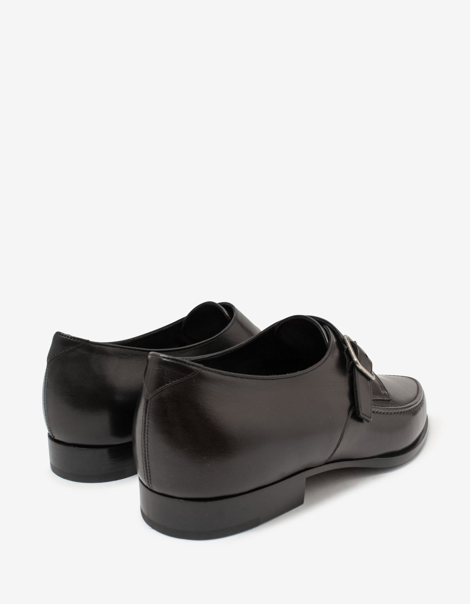 Saint Laurent Marceau Black Leather Monk Strap Shoes - 7