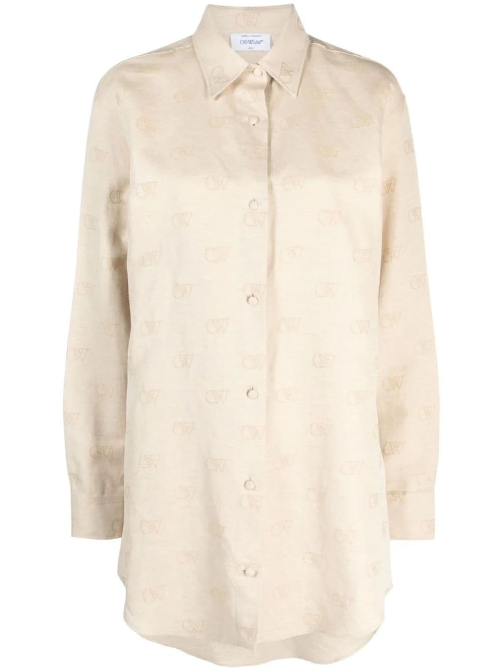 logo-jacquard cotton blend overshirt - 1
