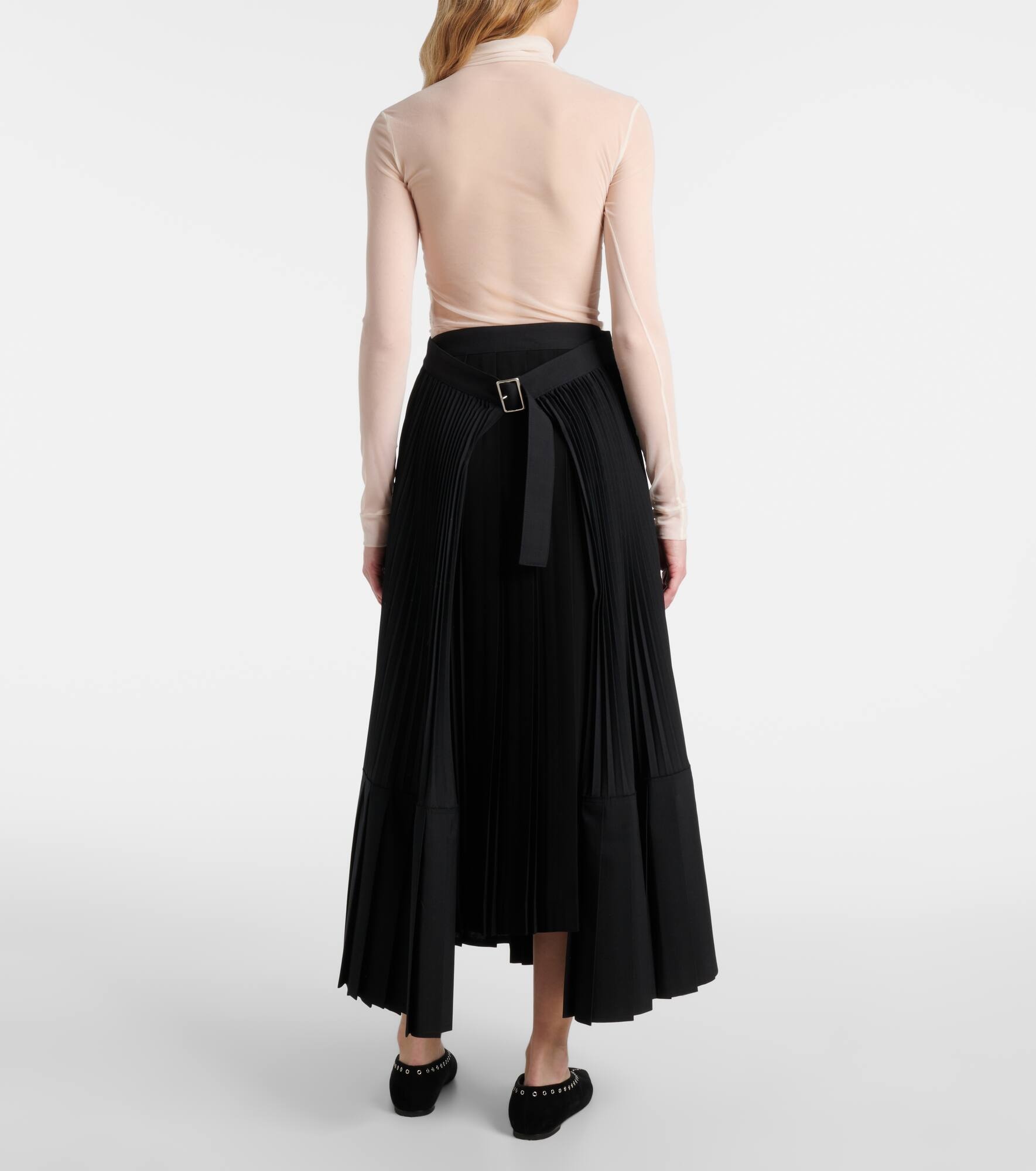 Plissé wool-blend maxi skirt - 3