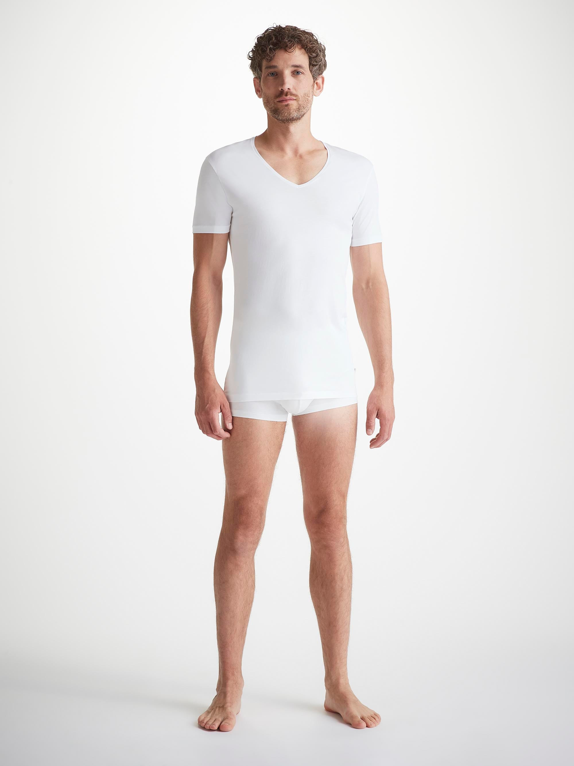 Men's Underwear V-Neck T-Shirt Jack Pima Cotton Stretch White - 5