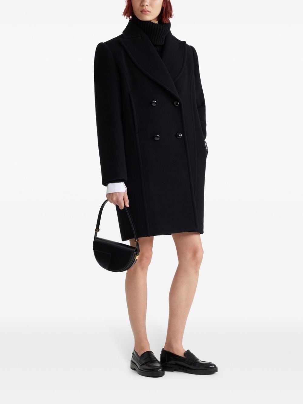 logo-patch recycled wool coat - 2