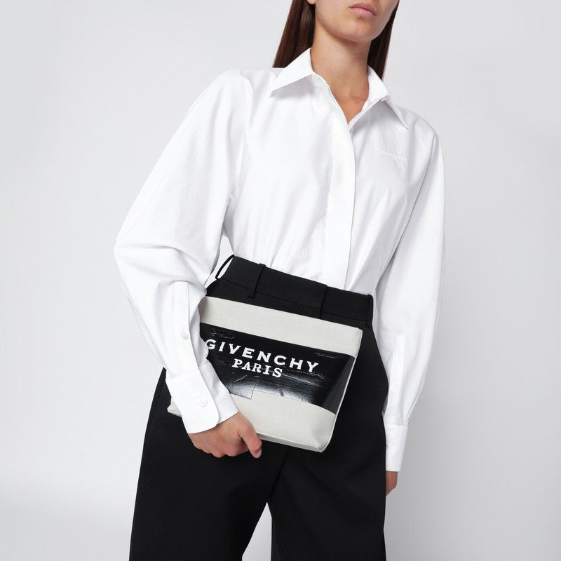Givenchy Beige Fabric Logo Tape Pouch Women - 2