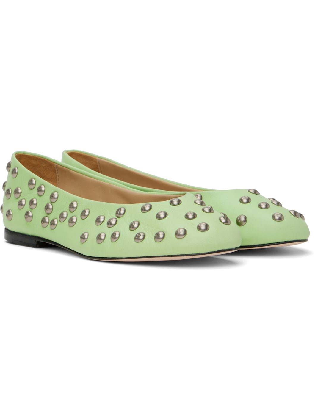 Green 'Bailarina' Studs Ballerina Flats - 4
