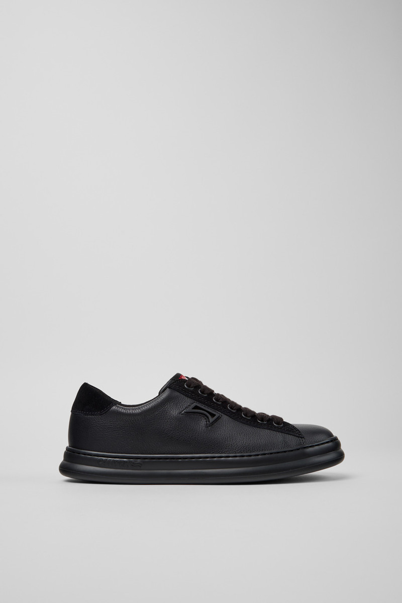 Black Leather and Nubuck Sneakers for Women. 1