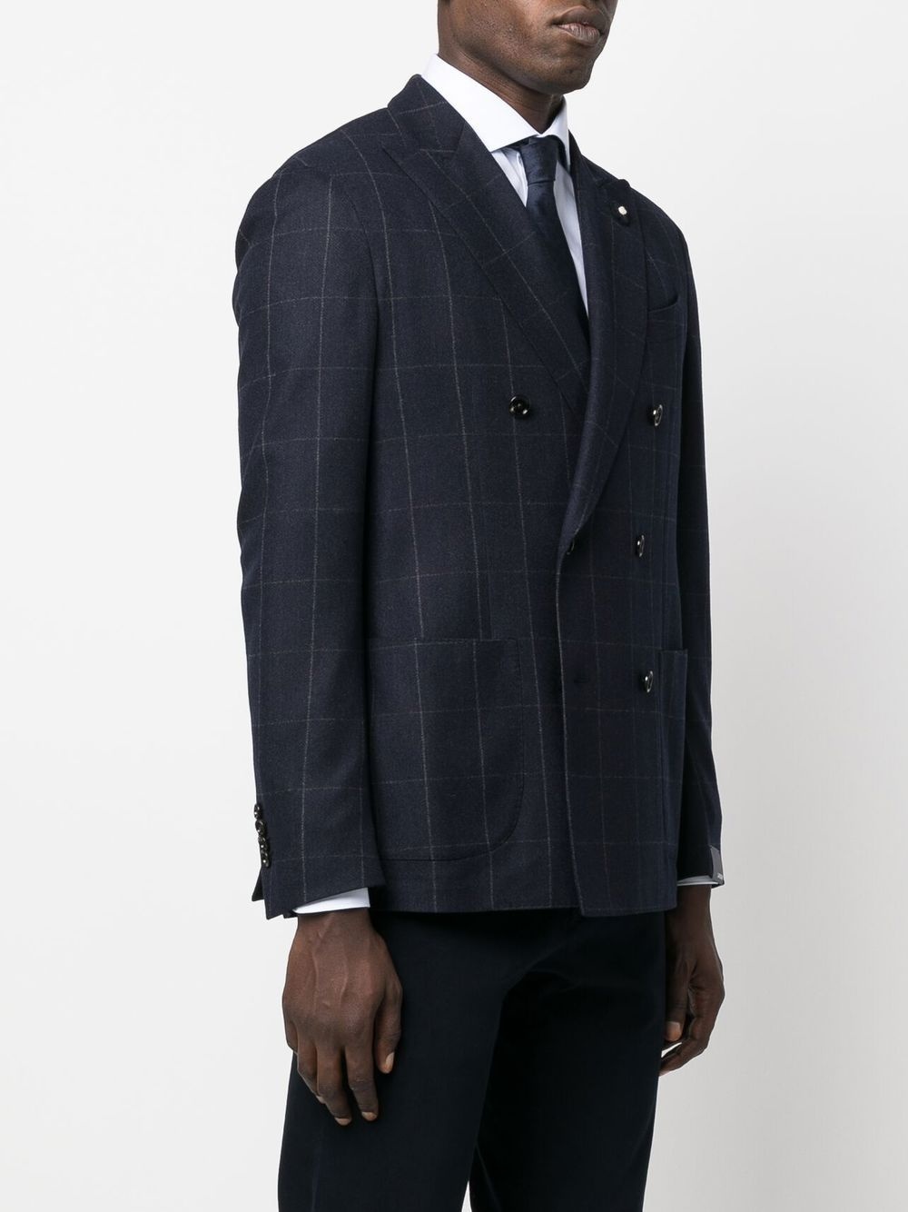 double-breasted checked blazer - 3