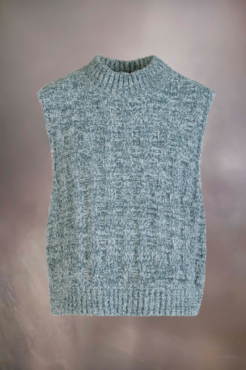 Denim boucle knit vest 1