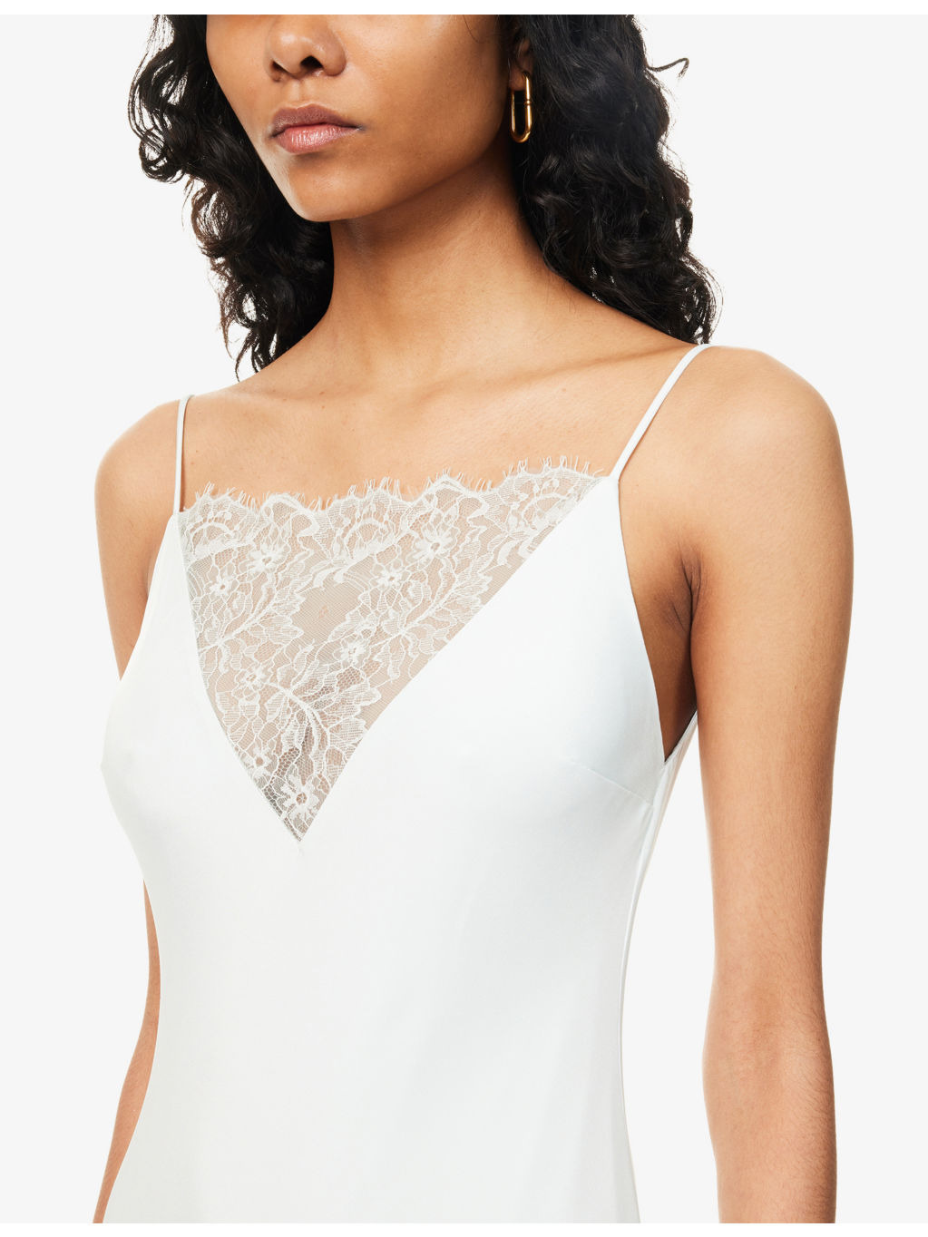 Square-Neck Lace-Panel Silk Maxi Dress - 5