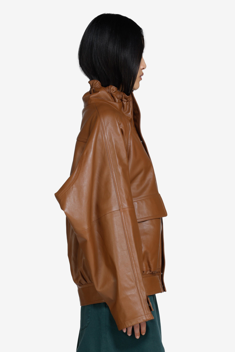 LEATHER BOMBER JACKET WITH ZIP 4